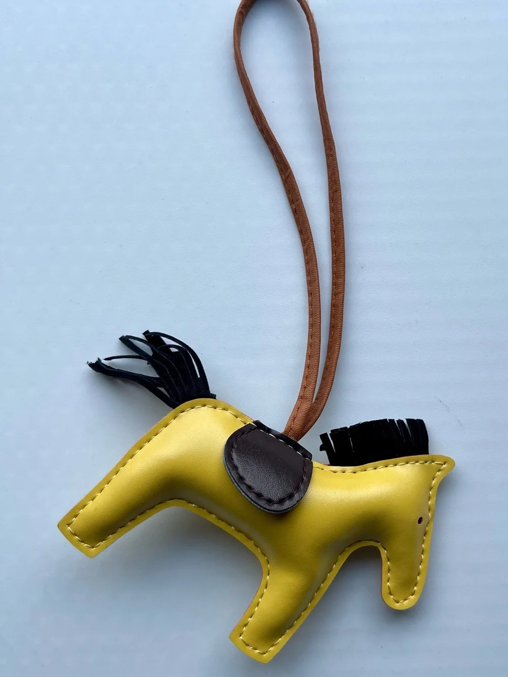 Yellow Horse Key & Bag Charm with Brown Saddle Accent